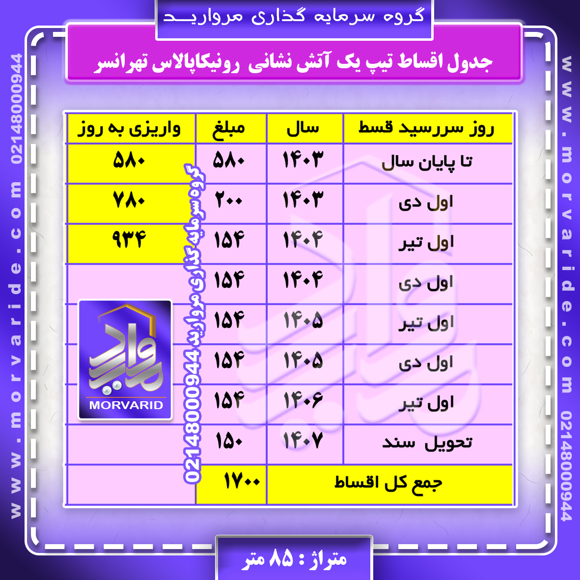 اقساط تیپ یک آتش نشانی رونیکا پالاس تهرانسر