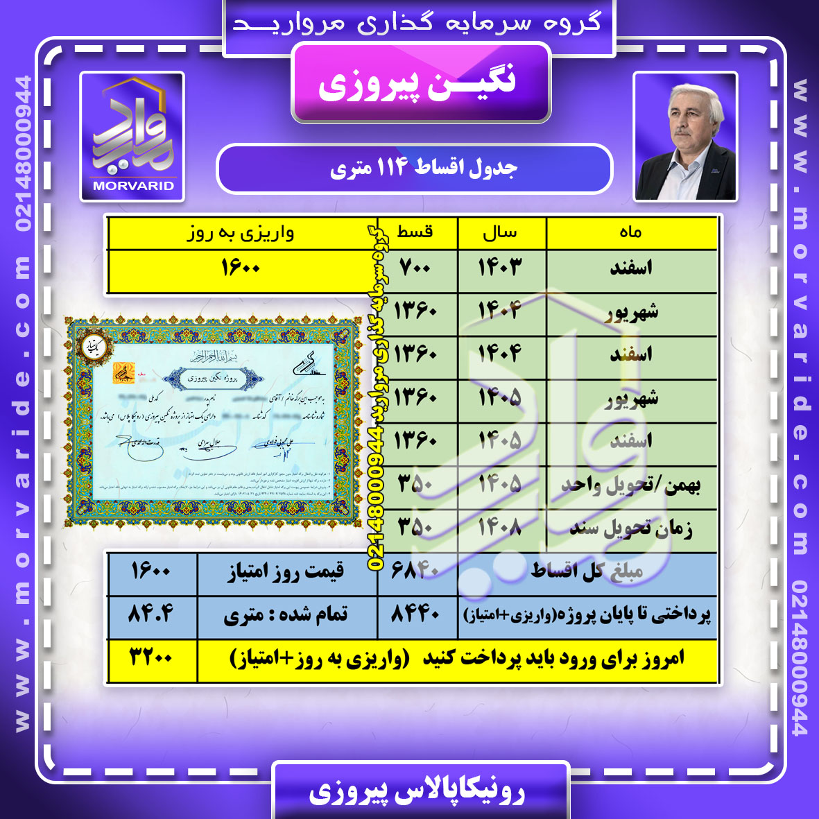 اقساط و قیمت واحد 114 متری  پروژه رونیکاپالاس پیروزی (نگین ) حاج رحیم قربانی منطقه 13 دریاچه چیتگر گروه سرمایه گذاری املاک مروارید