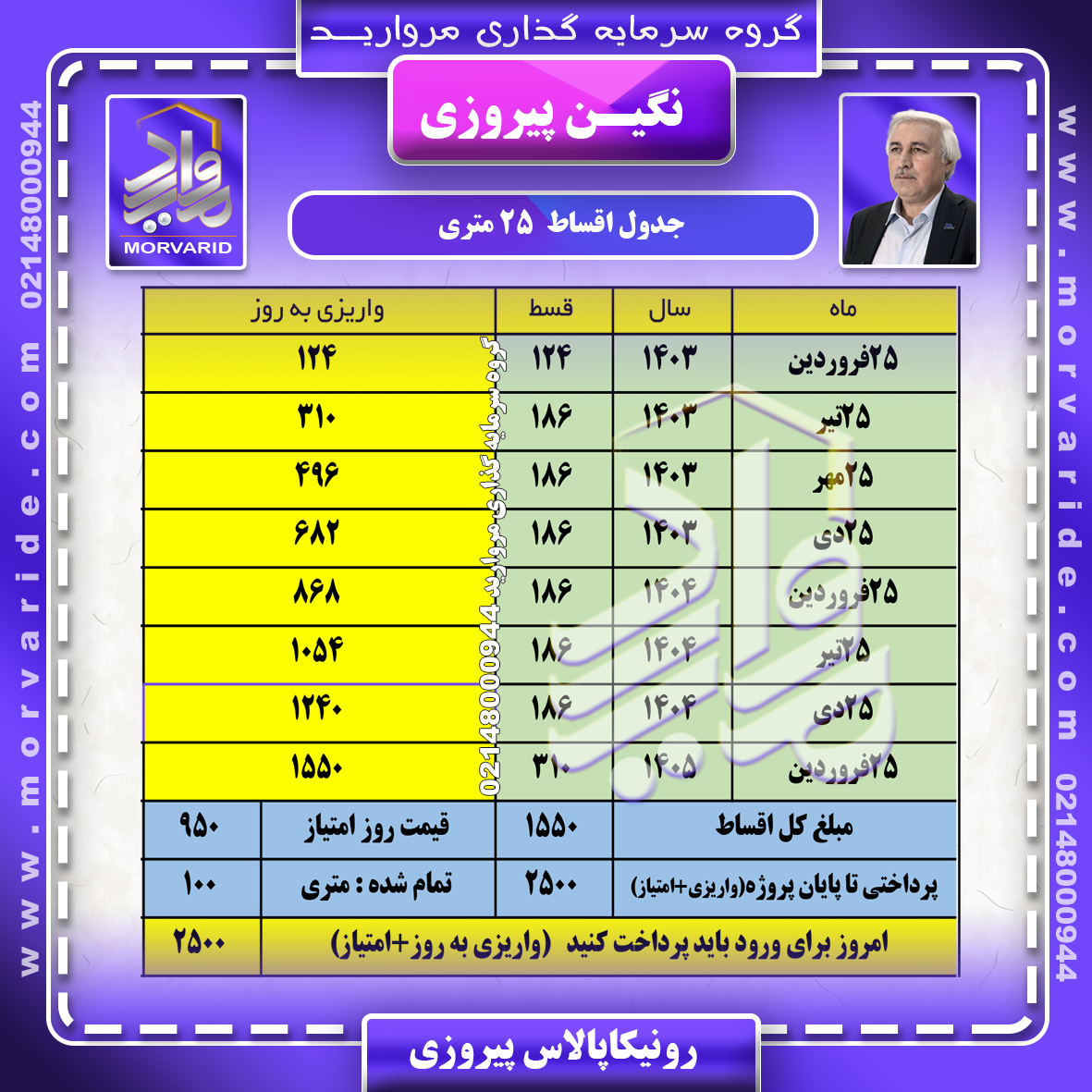 اقساط نگین پیروزی 25 متری
