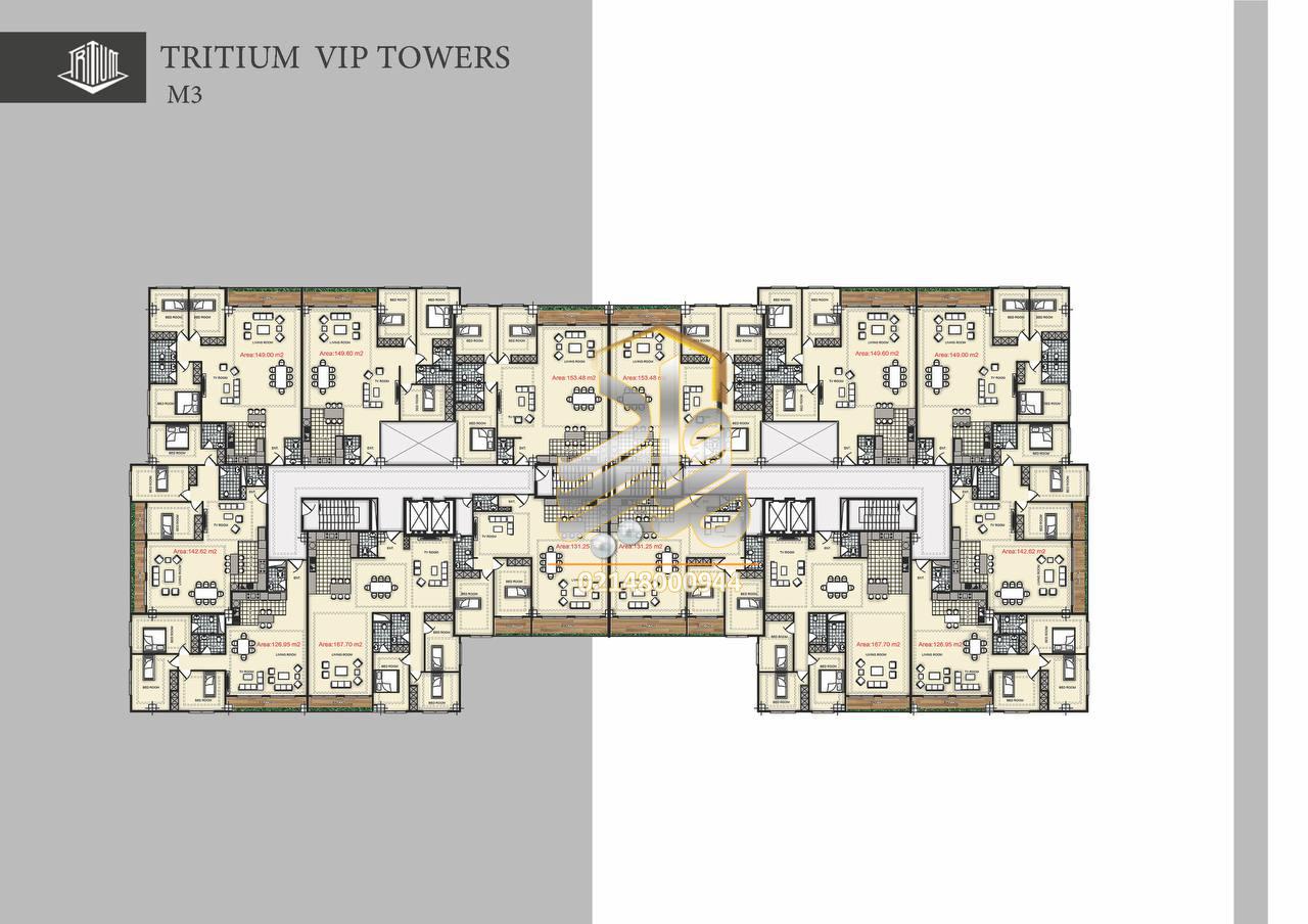 پلان واحدهای پروژه برج باغ تریتیوم VIP