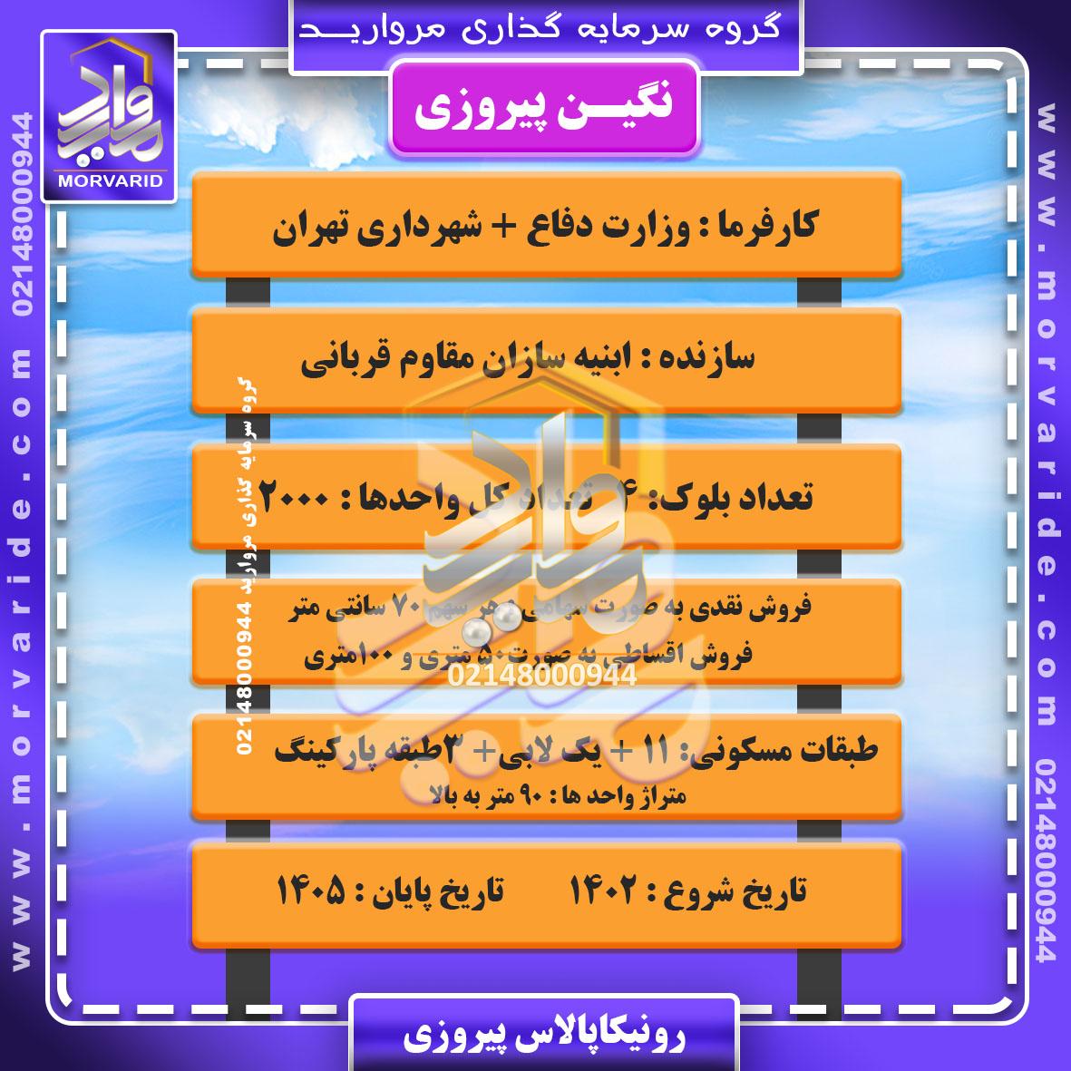 پیش فروش پروژه رونیکا پالاس پیروزی (نگین پیروزی) حاج رحیم قربانی